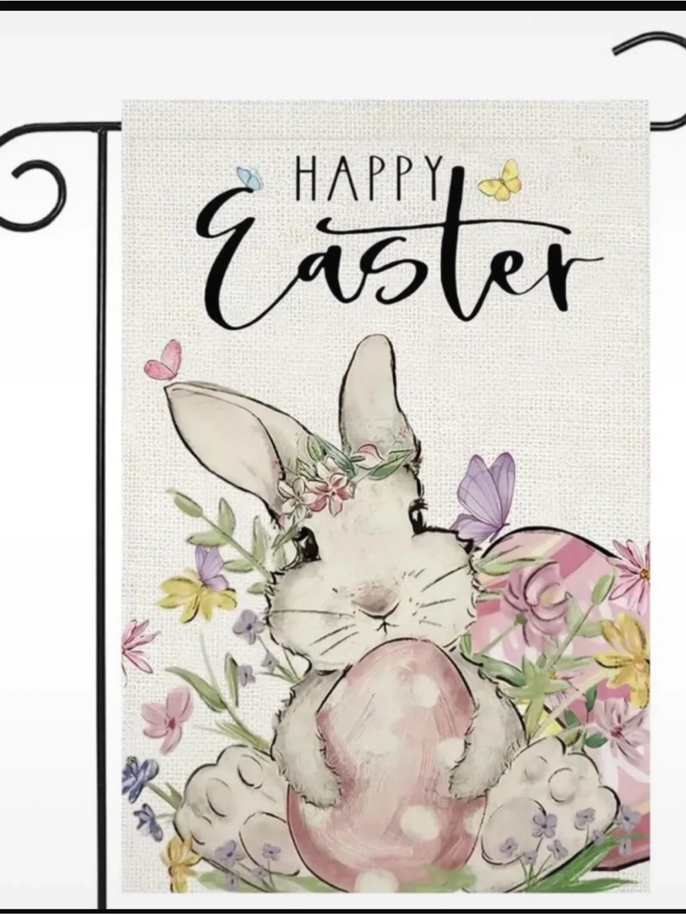 Happy Easter Bunny Tapestry - Pastel Floral Bunny Wall Decor